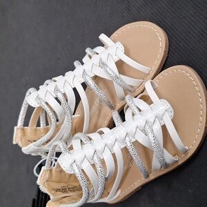 Falls Creek Kids White and Silver Strappy Gladitor Sandals